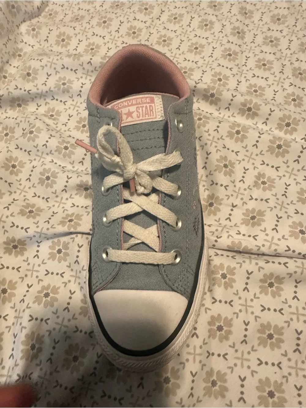 Converse Kids Low Top Sneakers - Blue with Pink Trim